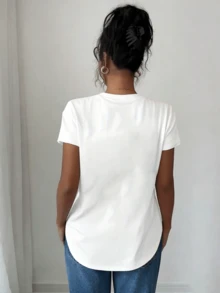 Camiseta de Mujer "Dios es Mi Fuerza Jesucristo" - Camiseta Religiosa con Estampado de Jesús, Manga Corta Cuello Redondo, Ropa Casual de Verano y Primavera, Tejido Elástico Cómodo para Iglesia y Uso Diario - [Blanco] - Ver 5