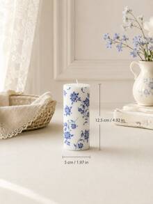 1pc Blue And White Porcelain Style Floral Applique Pillar Candle, Chinese Style Decorative Candle, Suitable For Home Decor, Room Decor, Bedroom Decor, Tabletop Centerpiece Decor, Coffee Table Decor, Birthday Gift, Housewarming Gift, Gift For Her, Women's Gift - Multiple Specifications - View 13