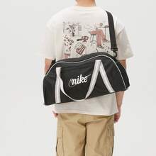 Nike 耐吉 品牌標誌字母刺繡 聚酯纖維 手提單肩包 男女同款情侶款 黑色 - 黑色 - 查看 2