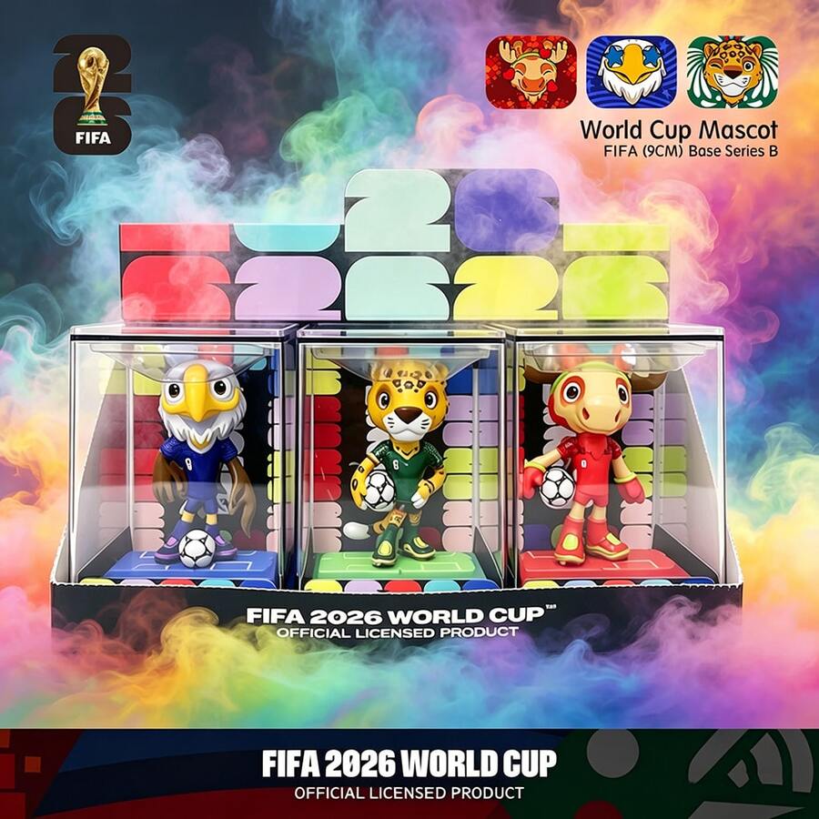 【FIFA官方授权】2026世界杯吉祥物套装（加拿大枫叶、墨西哥扎尤、美国克拉奇，6厘米/2.36英寸，3件套）足球收藏人偶玩具，球迷纪念品 6DZB