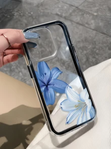 1 chiếc ốp lưng điện thoại TPU chống sốc, đa năng, họa tiết hoa ly đen, xanh dương và trắng, kiểu dáng tối giản, tương thích với Apple 17, 16, 15, 14, 13, 12, 11 Pro Max, Air - Nhiều màu - Xem 2