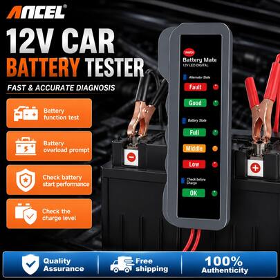 ANCEL BM310 12V Car Battery Tester, Battery Health Analyzer & Fast Diagnostic Tool For Cars & Motorcycles