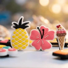 16pcs Personalized Summer Beach Theme PVC Decorative Charms - Includes Tropical Fruit And Ice Cream Patterns - Suitable For Sandals And Clogs - Multicolor - View 4