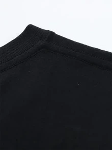 Plus-Size Graphic Tee With A "Super Grandma" Print – Stylish Black Design With A French Slogan And A Fun Arrow And Heart Pattern. | Cute Casual Top For Women, Designed For Grandmothers. | Ideal For Family Gatherings | Soft Fabric For Comfortable Wear | A Unique And Thoughtful Gift For A Beloved Grandmother: Cotton Tee - 黑色 - 查看 5