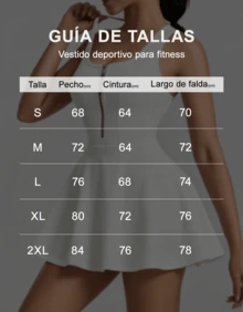 Vestido de Tenis Blanco para Mujer, con Cierre Frontal, Copas Incorporadas y Ropa Interior Anti-Rasgaduras, Secado Rápido para Deporte y Casual - Blanco - Ver 11