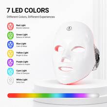 SUNPINT Mặt nạ cầm tay LED 7 màu, Mặt nạ chăm sóc da, Dành cho salon & Sử dụng tại nhà, Đèn trẻ hóa da mặt, Quà tặng Ngày của Mẹ - trắng - Xem 6