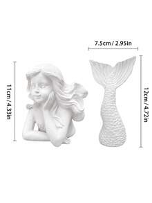 白色樹脂美人魚雕像套裝，美人魚雕塑與美人魚尾巴雕塑，適用於花園、露台、草坪、後院、居家桌面裝飾，海洋主題裝飾，送給海灘愛好者與喬遷之喜的絕佳禮物 - 分離美人魚 - 查看 11