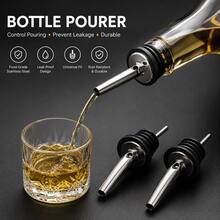 2 pièces/set Verseurs de liqueur en acier inoxydable avec bouchons en caoutchouc, pour le service de bar et l'utilisation à la maison, s'adapte aux bouteilles de liqueur standard (gin, whisky, vodka, etc.) - Voir 11