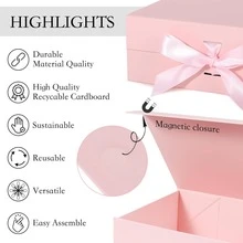 Black Gift Box Set, Luxury Gift Packaging Box, Ribbon Decor, Suitable For Birthday, Wedding And General Use - Black - View 5