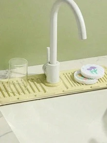 1个水龙头防溅罩，防溅水，可调节，窄边设计，适用于厨房水槽和浴室盥洗台，易于清洁，可折叠边缘，带排水设计，适用于浴室水槽、厨房水槽、碗架、厨房碗架、厨房水槽配件 - 彩色 - 查看 5