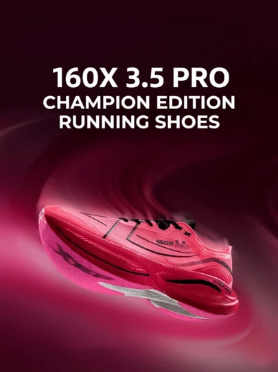  Zapatillas de running XTEP 160X3.5PRO, nueva generación de zapatillas de carreras para hombres, con placa de carbono para el récord de maratón de China, resistentes al desgaste para maratón completo, color rosa digital/negro