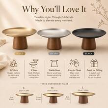 1 chiếc/1 bộ Giá trưng bày tráng miệng bằng kim loại trang nhã với đế gỗ, khay tròn dùng cho tiệc trà, bàn cà phê, đựng trái cây và bánh ngọt. - Nhiều màu - Xem 9
