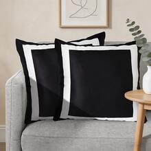 1pc Scandinavian Black & White Geometric Pillow Covers, Zip Closure, Machine Washable, 45x45cm, Ideal For Living Room, Sofa, Headboard, Car, And More, Decorative Pillows Minimalist Decor , Made Of Lightweight Polyester Material - Black and White - View 4