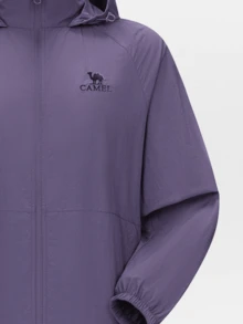 CAMEL CROWN Chaqueta de protección solar para exteriores, primavera y verano, a prueba de viento, transpirable, con capucha, impermeable, ropa deportiva exterior para hombres - Noche morada - Ver 2