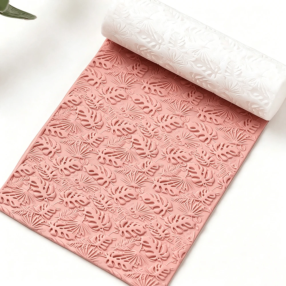 1pc Tropical Rainforest Plant Pattern Polymer Clay Texture Rolling Pin, Polymer Clay Earring Making Rolling Pin - Ideal For Creating Polymer Clay Texture Boards - GL247 - View 1