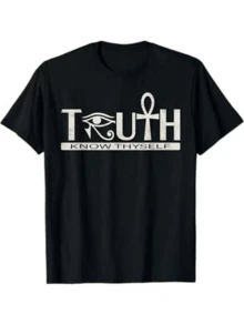 Symbol Of The Ancient Eye Representing Inner Wisdom And The Search For Truth With An Ankh Evoking Eternal Life In Spiritual Balance. Modern And Comfortable Women's T-Shirt - 黑色 - 查看 8