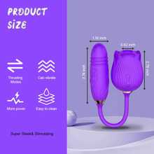 Double Dildo Sex Toy,  Toy Double Ended Sided Headed Dildo And Anal Dildos With 7 Vibrating Modes, Long Strapless Strap On Dildos Rose For Women And Couple Sex Toy - 玫瑰玩具,兩種顏色 - 查看 4