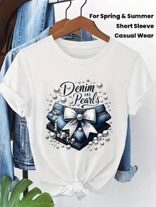 Spring And Summer Casual Short-Sleeve T-Shirts For Women - White - View 1