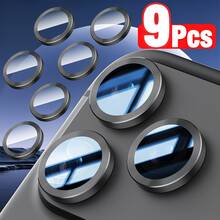 9pcs CD Hawk Eye Camera Lens Protector Sticker, Compatible With Apple 11/12/13/14/15/16/17 Pro Max Plus Mini, CD Pattern, HD Quality, Anti-Drop, Anti-Scratch - Silver - View 5