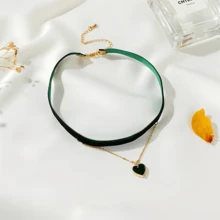 1/2 chiếc vòng cổ choker nhung kiểu retro dành cho nữ với mặt dây chuyền hình trái tim, vòng cổ thời trang. - Nhiều màu - Xem 10