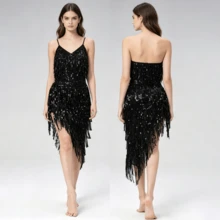 1 chiếc khăn quấn hông hình tam giác đính sequin và tua rua, thích hợp cho múa bụng, trang phục khiêu vũ Latin, kiểu sari với tua rua sequin, thích hợp cho lễ hội, tiệc tùng, hộp đêm, bãi biển, trang trí trang phục độc đáo, phong cách bohemian, cổ điển. - Nhiều màu - Xem 4