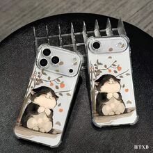 Phone Case With A Pattern Of A Black And White Kitten With Its Eyes Closed, In Someone's Arms. Compatible With IPhone 17, 16, 15, 14, 13, 12, 11 Pro Max, Plus, S And A,  And . Lightweight, Non-Slip, And Shockproof Design. - 無色 - 查看 7