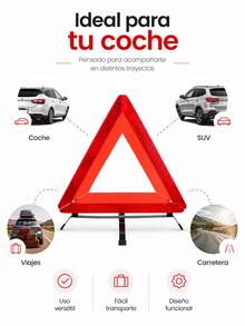 Triángulo de emergencia de alta visibilidad con base metálica resistente para una estabilidad máxima. Triángulo de  vial duradero y reflectante por la noche. Triángulo de emergencia robusto y reflectante para averías de coche. Kit de triángulos de emergencia de  para accesorios de automóvil - A - Ver 5