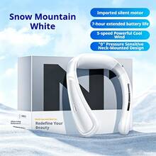 Lenovo Portable Neck-Hanging Dual Ice Cooling Fan | 5-Speed Adjustable Semiconductor Cooling, Bladeless Turbo High Airflow, Ultra-Quiet Long Battery Life, Outdoor Commute Wearable Air Conditioning Fan - Neck Fan - View 2