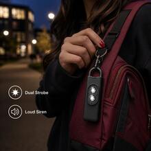 Portable Dual Strobe Personal Safety Alarm Keychain, Loud Siren Emergency Alarm With Flash Light For Women Students Travel Night Walking - Black - View 11