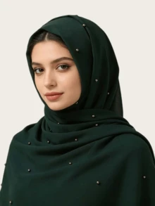 Women's Chiffon Pearl Decorated Scarf, Suitable For Daily Wear,Beach,Holiday,Accsesories,Travel Essential - Chiffon With Pearl Studs In Multiple Colors - View 21