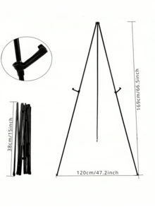 1pc 63 Inch Wedding Sign Display Stand, Foldable Display Easel, Black Tripod Floor Display Stand Suitable For Wedding Signs And Poster Welcome Boards, Large Adjustable Metal Painting Easel Tripod With Black Base, Suitable For Wedding Banners And Poster Display Stands, Desktop Display Stand Metal Tripod - Multicolor - View 7