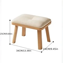 Small Solid Wood Stool, Low Stool, Sturdy And Comfortable For Long Sitting, Modern Minimalist Living Room Coffee Table Wooden Stool, Sofa Soft Padded Bench, Shoe Changing Stool - Natural Wood Color - View 9