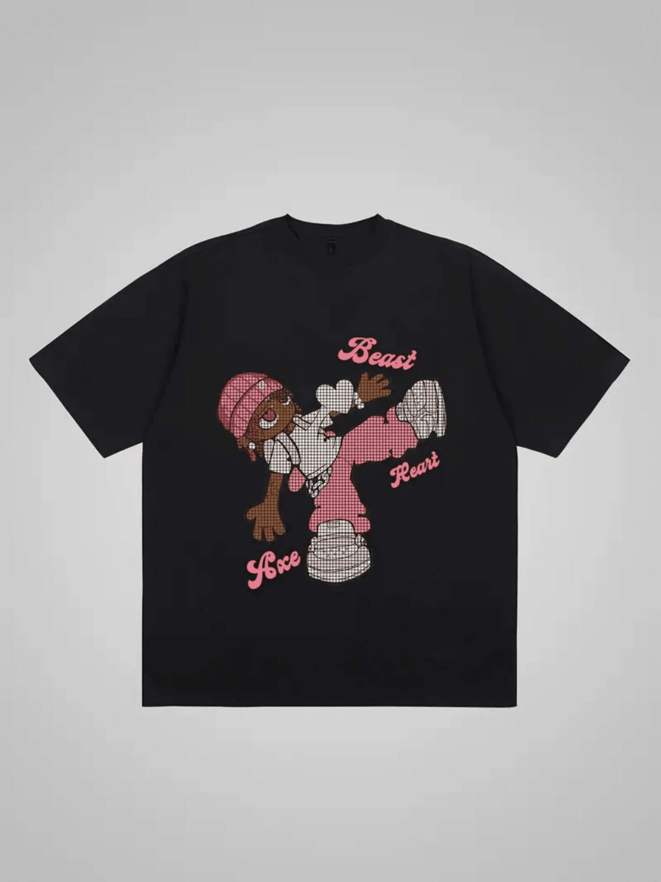 Image Of An Urban Character With An Energetic Attitude Wearing Pink Clothing, Showing Inner Strength And A Free Spirit, With Lettering That Expresses Confidence And Positive Love. Modern And Comfortable Casual Women's T-Shirt - 黑色 - 查看 1