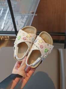 Children's Sweet Floral Print Sandals, Cute Embroidered Floral Open Toe Shoes, Suitable For Girls' Daily And Outdoor Wear - Multicolor - View 5