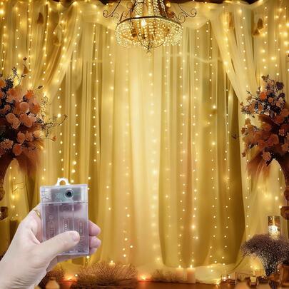 Camping Decor, Outdoor Lights, Sparkling Yard Lights, Christmas & Halloween Decorative Fairy String Lights, 4 Lighting Colors 8 Modes Battery Operated Curtain Lights, Wedding Party Decor Fairy Lights, Holiday String Lights, Romantic Atmosphere Birthday Party Decor, Patio String Lights, Garden Lights, Landscape Lighting