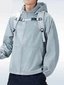 CAMEL CROWN Chaqueta de protección solar para exteriores primavera verano a prueba de viento transpirable con capucha para hombres impermeable abrigo deportivo - Nube y niebla verde - Ver 2