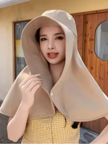 女士PC领披肩帽，夏季海滩度假户外帽，日常外出遮阳帽，大帽檐全包式钓鱼帽，透气亲肤，时尚百搭，适合假日和旅行 - 多色 - 查看 4