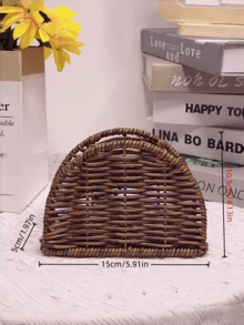 1个PE编织藤条餐巾架，带盐和胡椒瓶架，手工编织厨房调味瓶桌面收纳架，时尚餐桌纸巾架，多功能家居收纳方案，厨房台面装饰配件，乡村编织设计桌面收纳架，实用桌面调料架收纳盒，天然编织餐巾架，优雅厨房桌面置物架，多功能家居装饰收纳容器 - 彩色 - 查看 16
