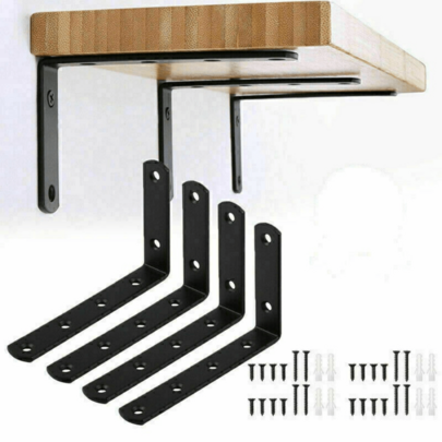 Set Of 4 Cast Iron Wall Mounted L Shaped Angle Shelf Brackets Heavy Duty Support