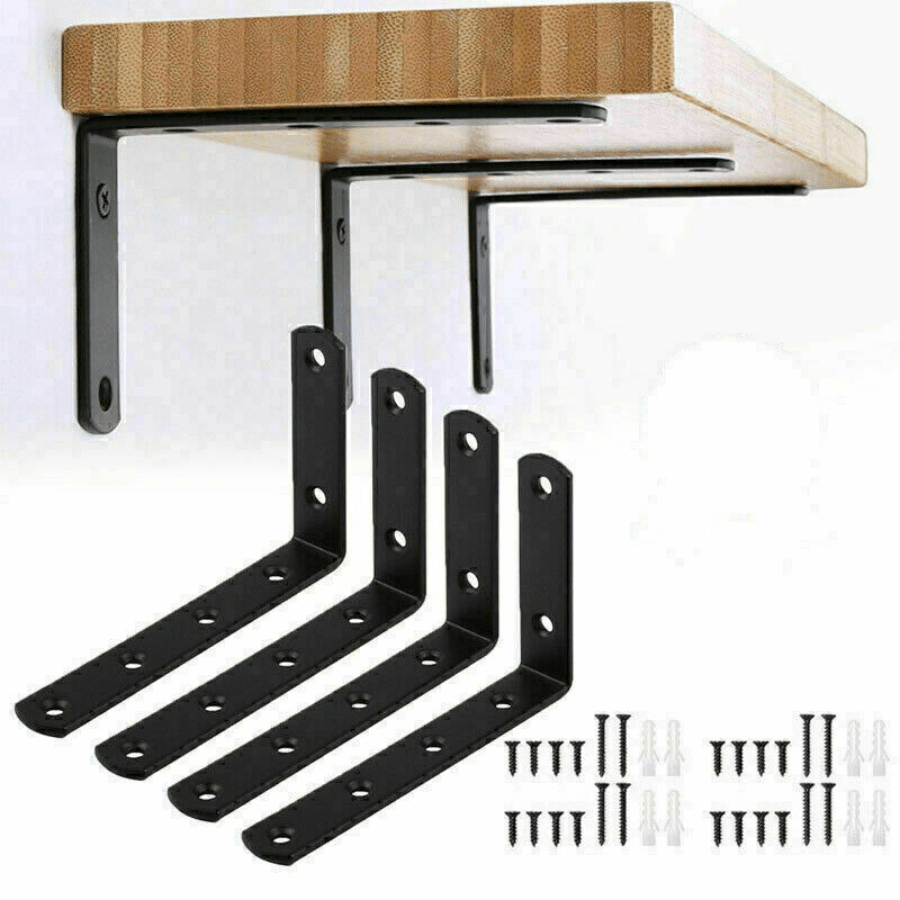 Set Of 4 Cast Iron Wall Mounted L Shaped Angle Shelf Brackets Heavy Duty Support