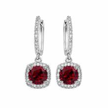 1 Pair 925 Sterling Silver Princess Cut Cubic Zirconia Hoop Earrings For Women, Luxury Elegant Wedding & Engagement Jewelry, Anniversary Gift For Her - 紅色 - 查看 2
