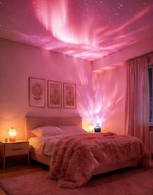 Aurora Light Projection Lamp - This Is A USB-Powered RGB Mini Night Light Equipped With A Remote Control. It Can Change Various Colors Of Light And Present An Astonishing Aurora-Like Starry Sky Effect. It Is A Decorative Lighting Option For Bedrooms And Living Rooms, And Can Also Be Used For Decoration At Birthday And Various Holiday Parties. It Can Create A Brilliant Aurora Starry Sky Atmosphere! It Is An Excellent Gift For Valentine's Day And Other Festivals! - 彩色 - 查看 3