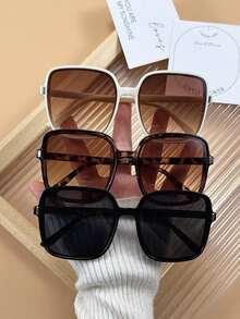 6pcs Women's Colorful Square Oversized Plastic Frame With Colored Lenses, Personalized Cute And Lively Fashion Glasses Combination, Suitable For Travel, Beach Party, Street Photography, Weekend Outfits, Holidays And Other Occasions, Women's Accessories - 彩色 - 查看 8