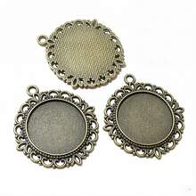 5pcs 25mm Inner Size Alloy Metal Pendant Cabochons Blank Base Setting Bezel Tray DIY Jewelry Making Accessories Findings - 25mm - View 4