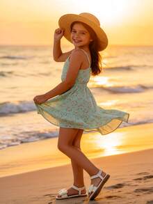 1 par de sandalias de niña de moda blancas, sandalias planas de verano para niñas, diseño con gran lazo de satén y correa elástica en la parte trasera, suela suave antideslizante y duradera, adecuadas para banquetes, reuniones, fiestas, bodas y vacaciones - Blanco - Ver 7