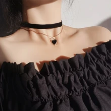 1/2 chiếc vòng cổ choker nhung kiểu retro dành cho nữ với mặt dây chuyền hình trái tim, vòng cổ thời trang. - Nhiều màu - Xem 11
