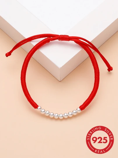 1 pieza Pulsera trenzada de hilo rojo hecha a mano con cuentas de la suerte, pulsera de amistad de moda, adecuada para uso diario de mujeres/niñas, viene con caja de regalo elegante, joyería de calidad para todas las estaciones