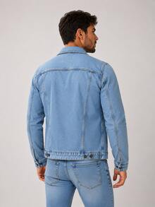 Men's Winter Denim Jacket - 淺色牛仔褲 - 查看 3