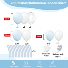 108 piezas Conjunto de arco de guirnalda de globos azul y blanco - Globos azul claro y blancos, adecuado para cumpleaños de niño/niña, baby shower, revelación de género, decoraciones para despedida de soltera - Multicolor - Ver 2