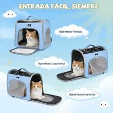 Mochila Transportin para Gatos y Perros Pequenios conVentana Transparente, Transpirable y Segura, AperturaFrontal y Lateral, 41 x 29,5 x 35 cm - Pink - Übersicht 4